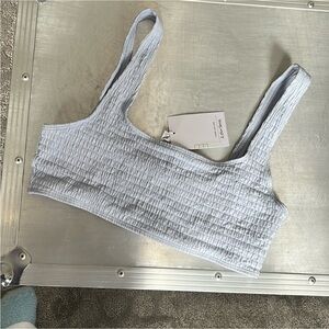 & Other Stories Sky Blue Smocked bikini top